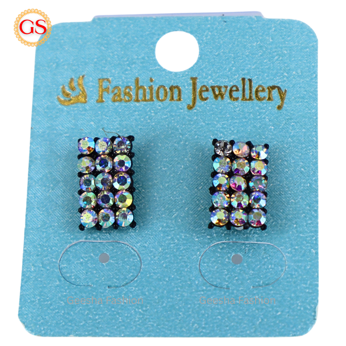Multicolour Stone Black Placked Earrings