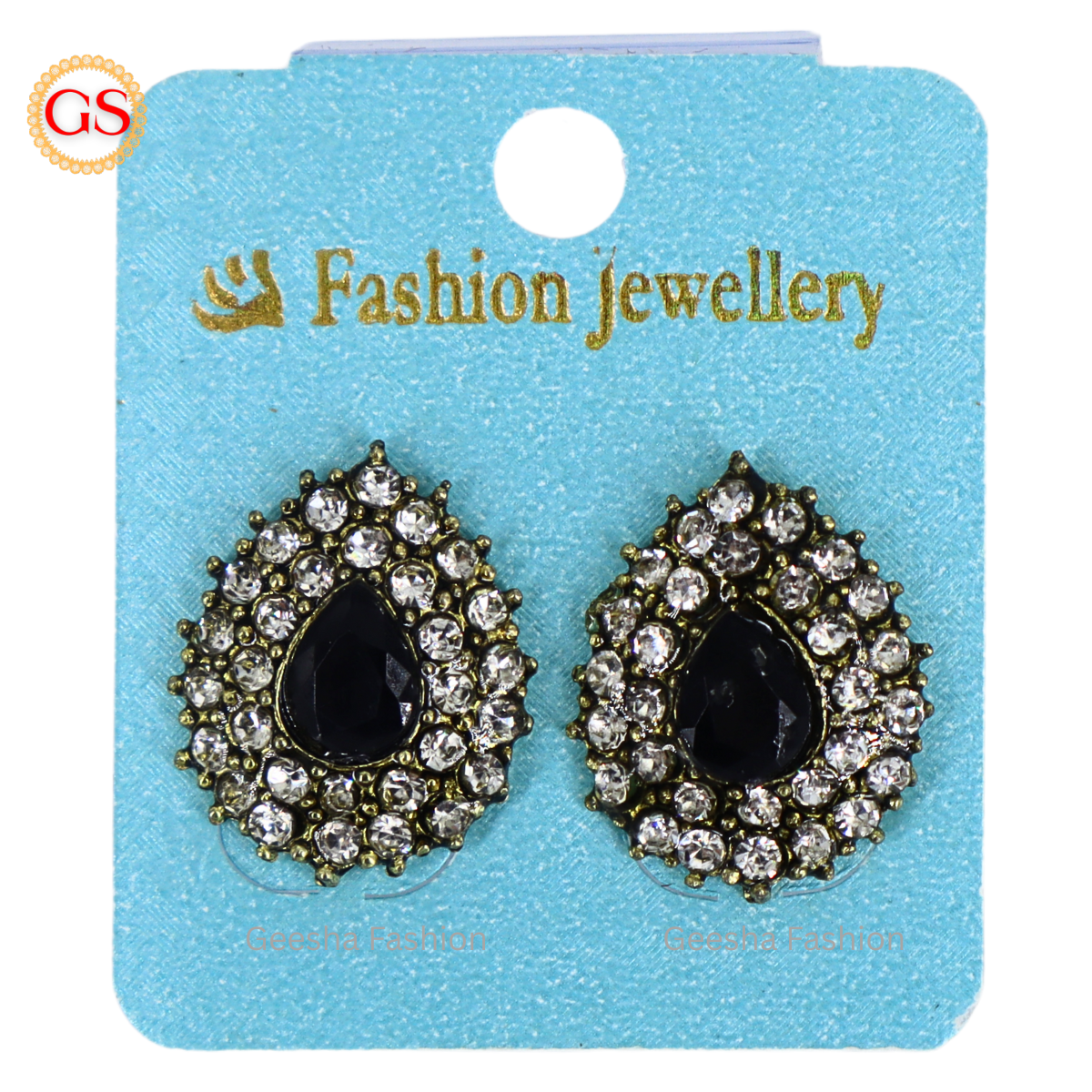 Black And White Stones Oxidized Earrings