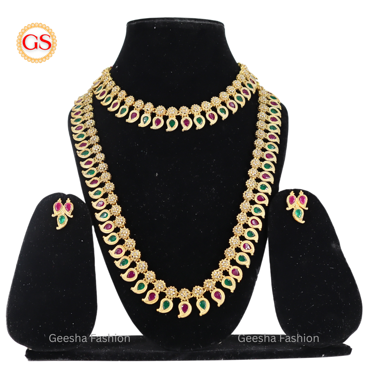 Multicolour Stones Mango Haram, Necklace And Earrings Set