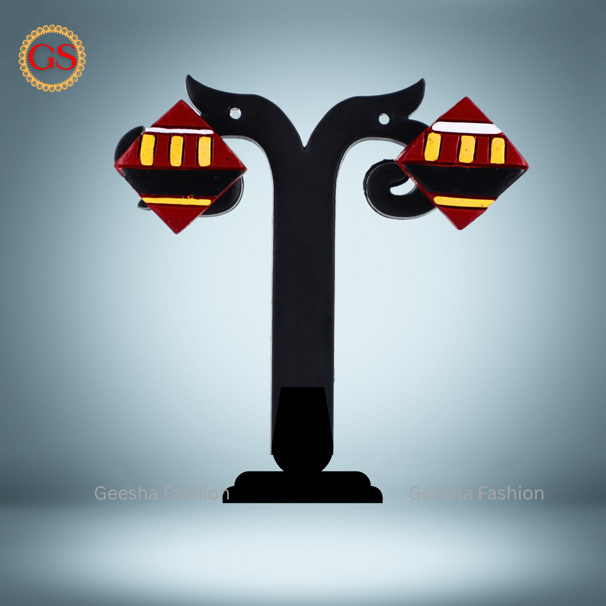 Red Yellow Colour Handmade Terracotta Stud