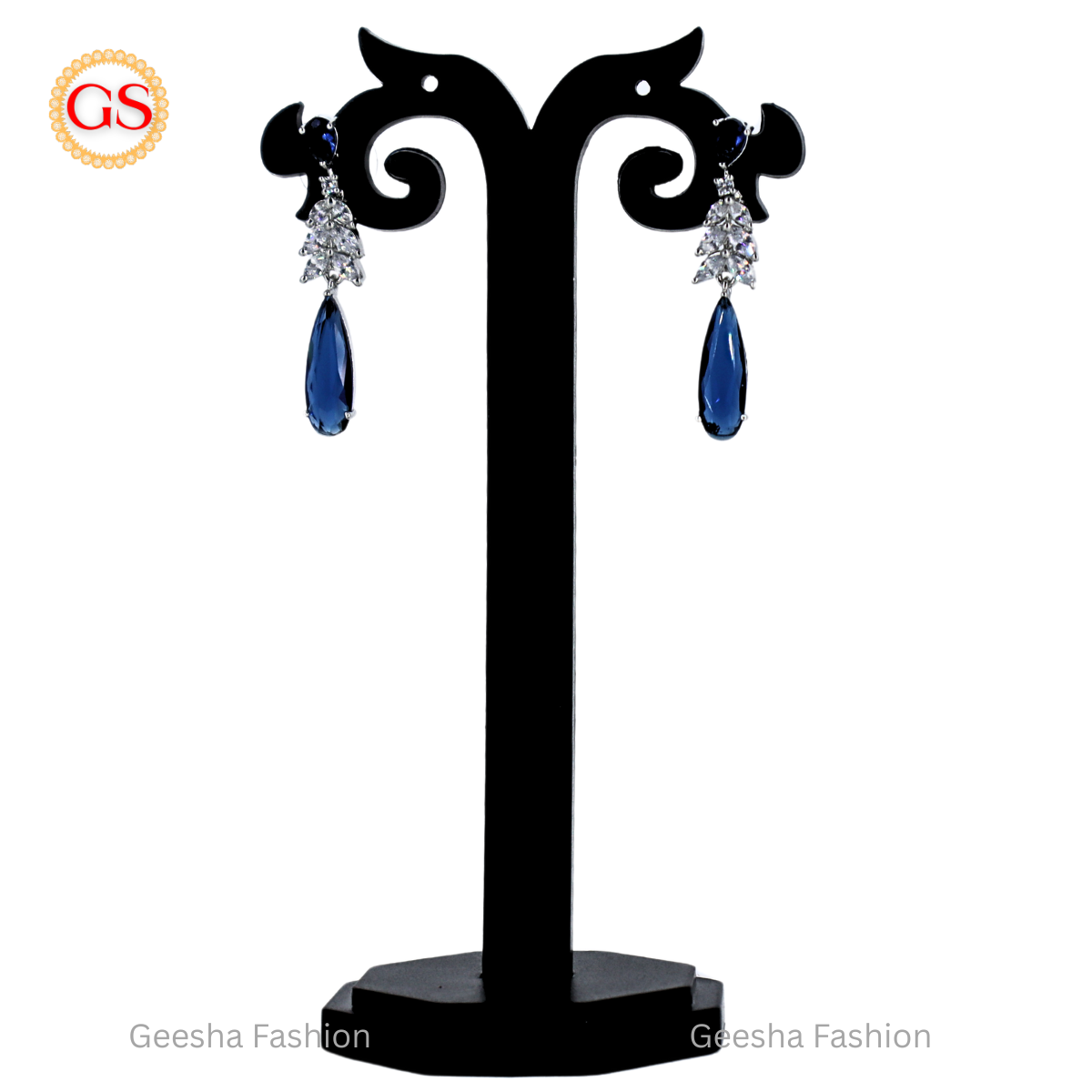 Elegant Blue Crystal American Diamond Drop Earrings – Stunning Statement Jewelry