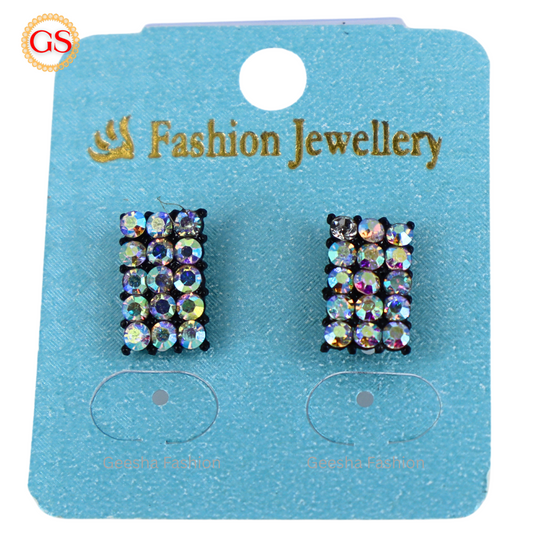 Multicolour Stone Black Placked Earrings