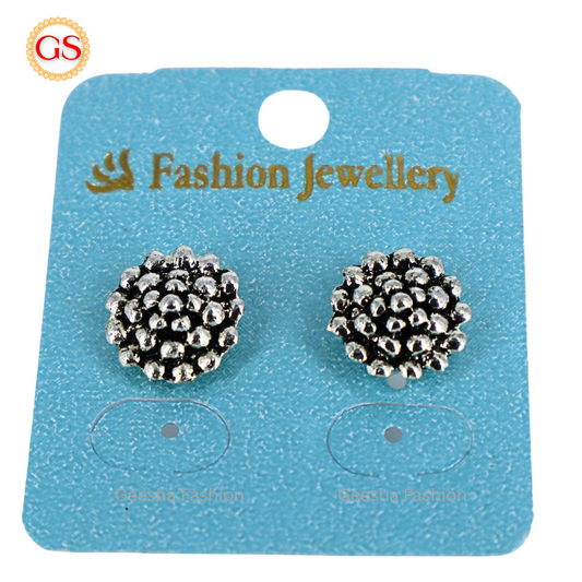 Flower Design Beaded Oxidized Earrings