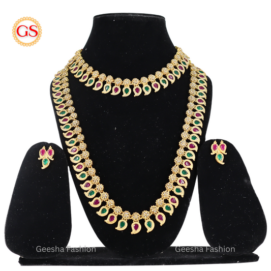 Multicolour Stones Mango Haram, Necklace And Earrings Set
