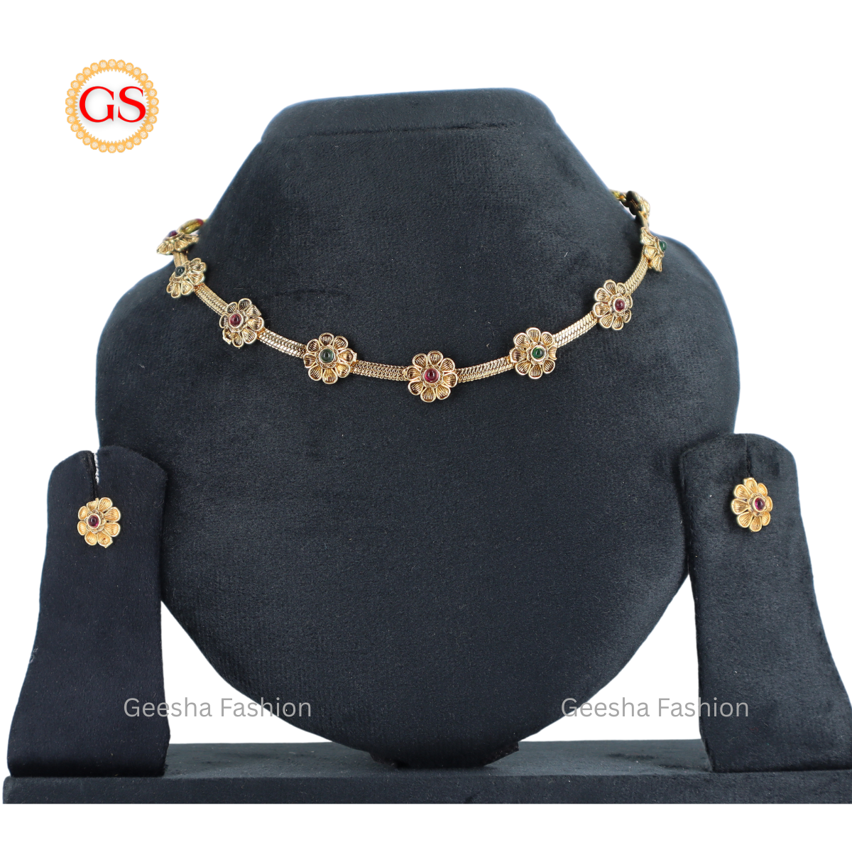 Flower Design Antique Necklace And Earrings