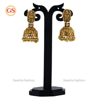 Kerala Style Antique Arumbu Haram, Necklace And Jumka Set