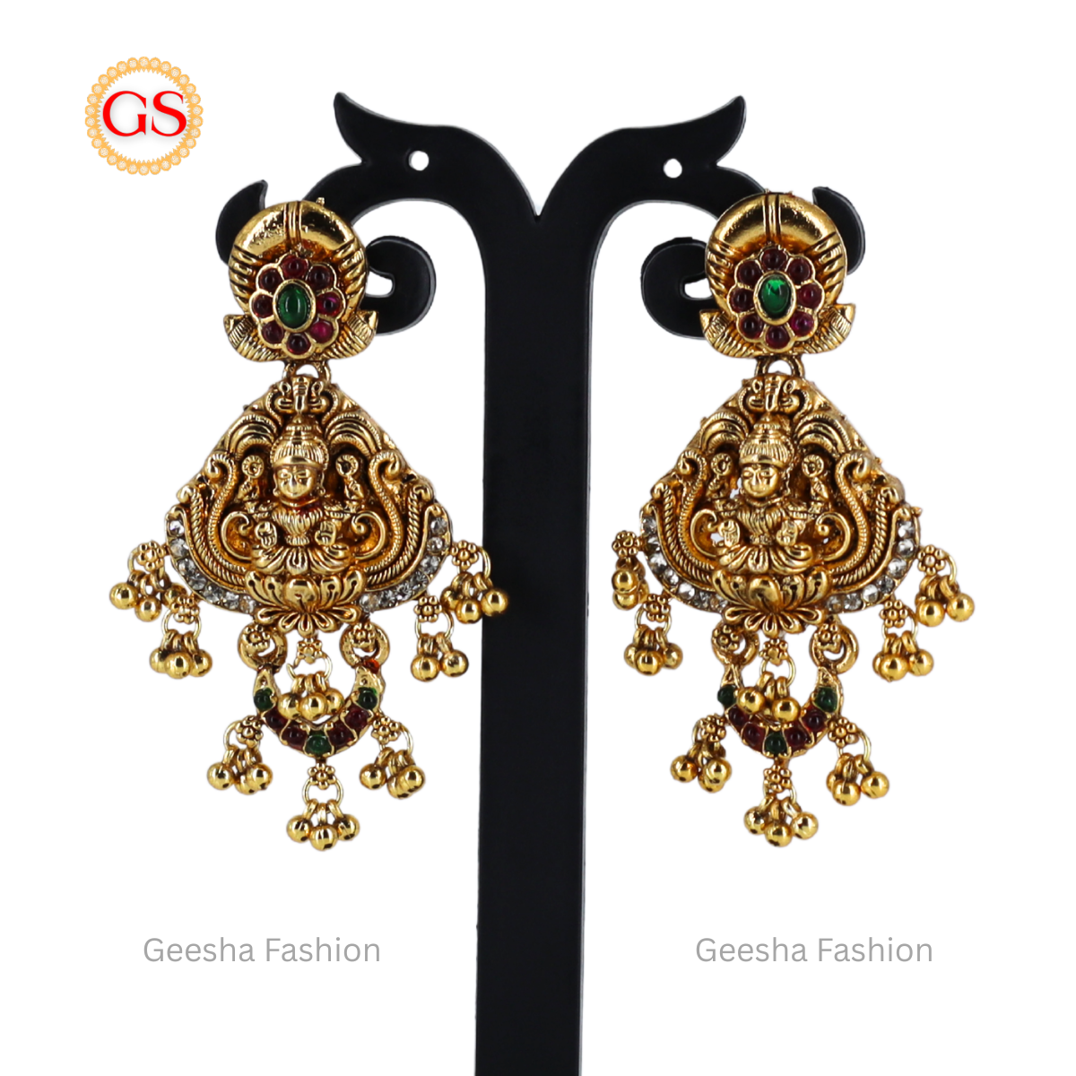 Multicolour Stones With God And Peacock Design Premium Quality Antique Necklace And Earrings Set